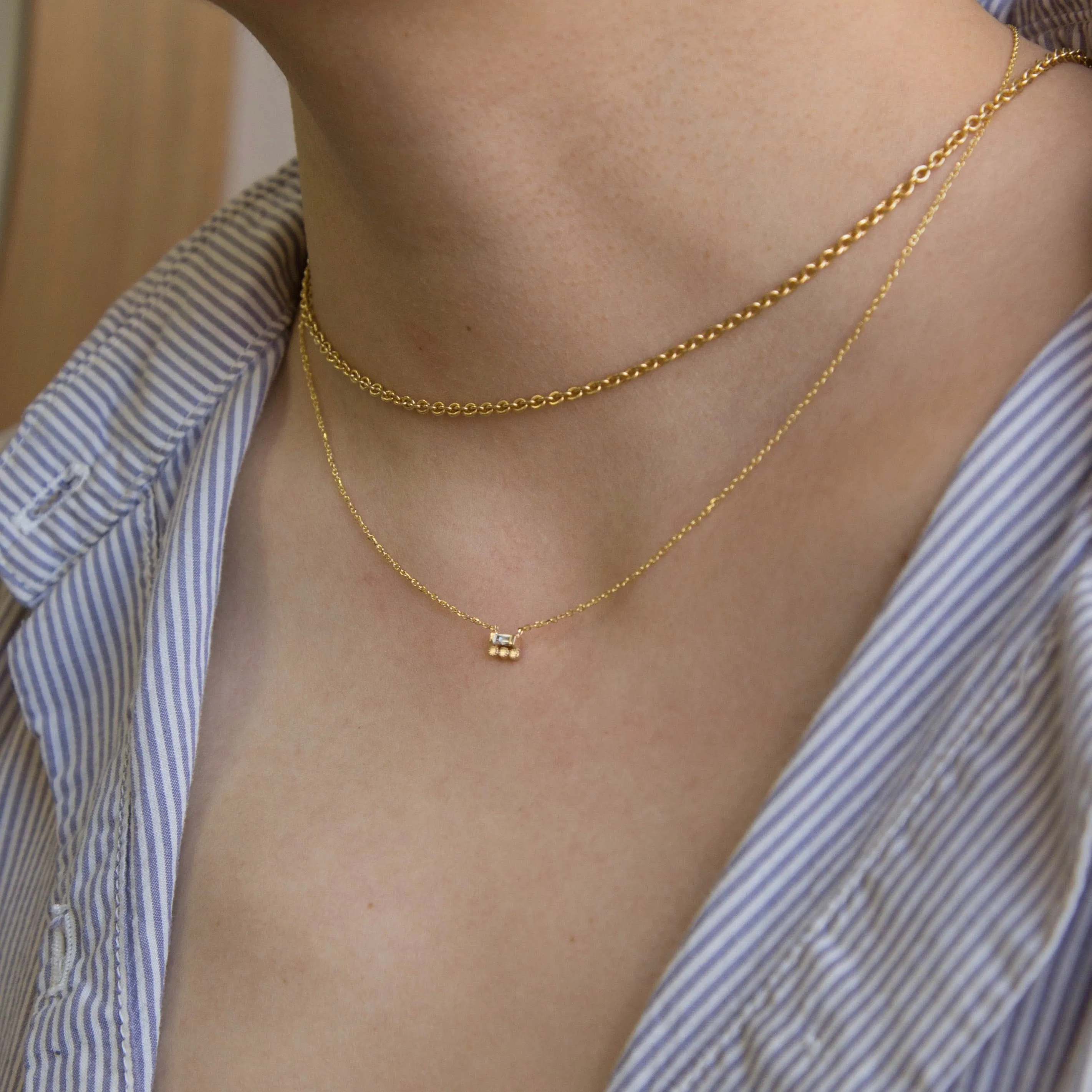 Baguette 3 Dot Necklace