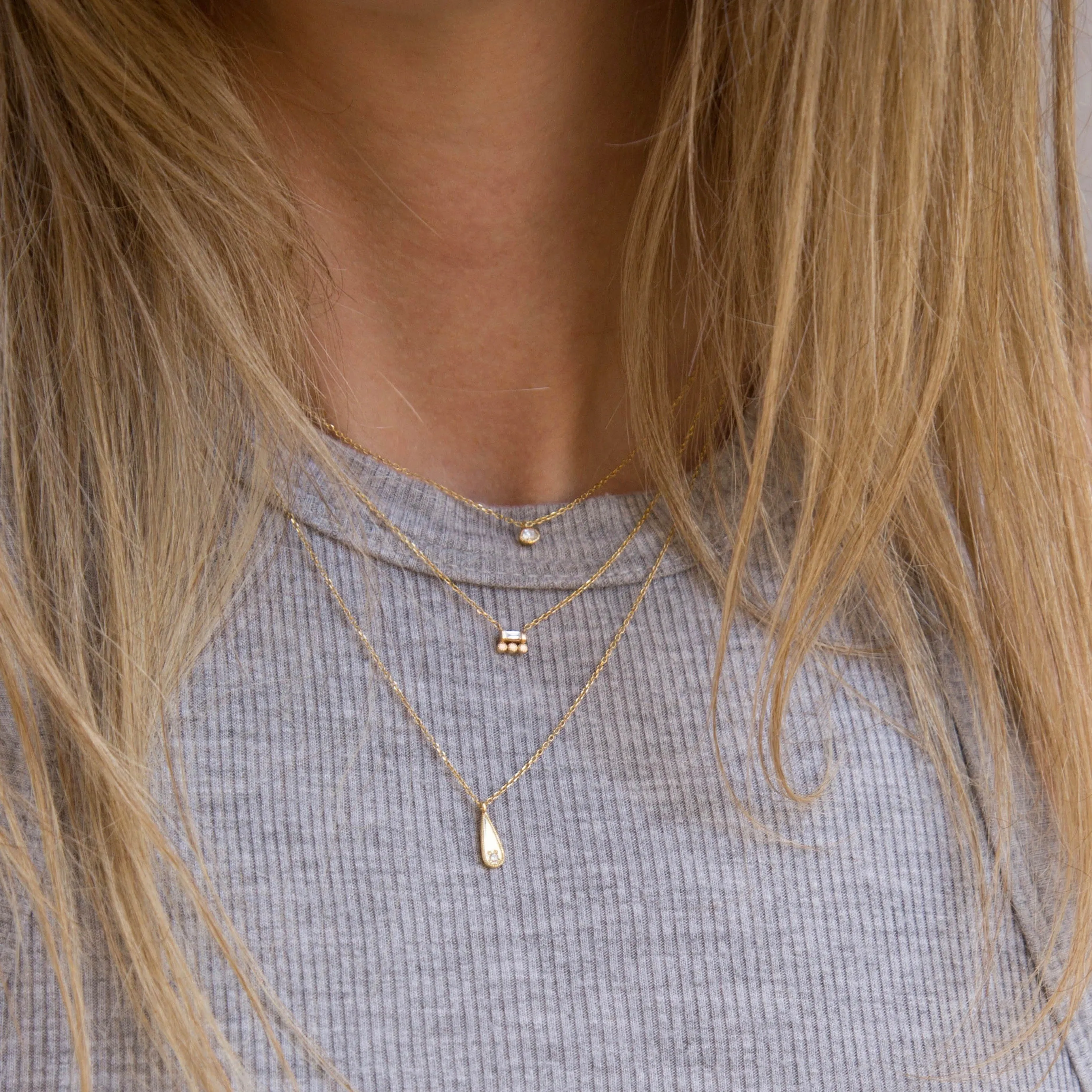 Baguette 3 Dot Necklace