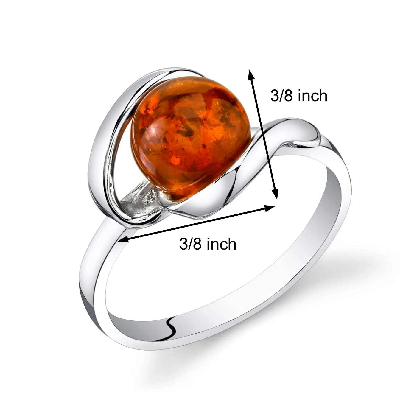 Baltic Amber Ring Sterling Silver Cognac Size 5