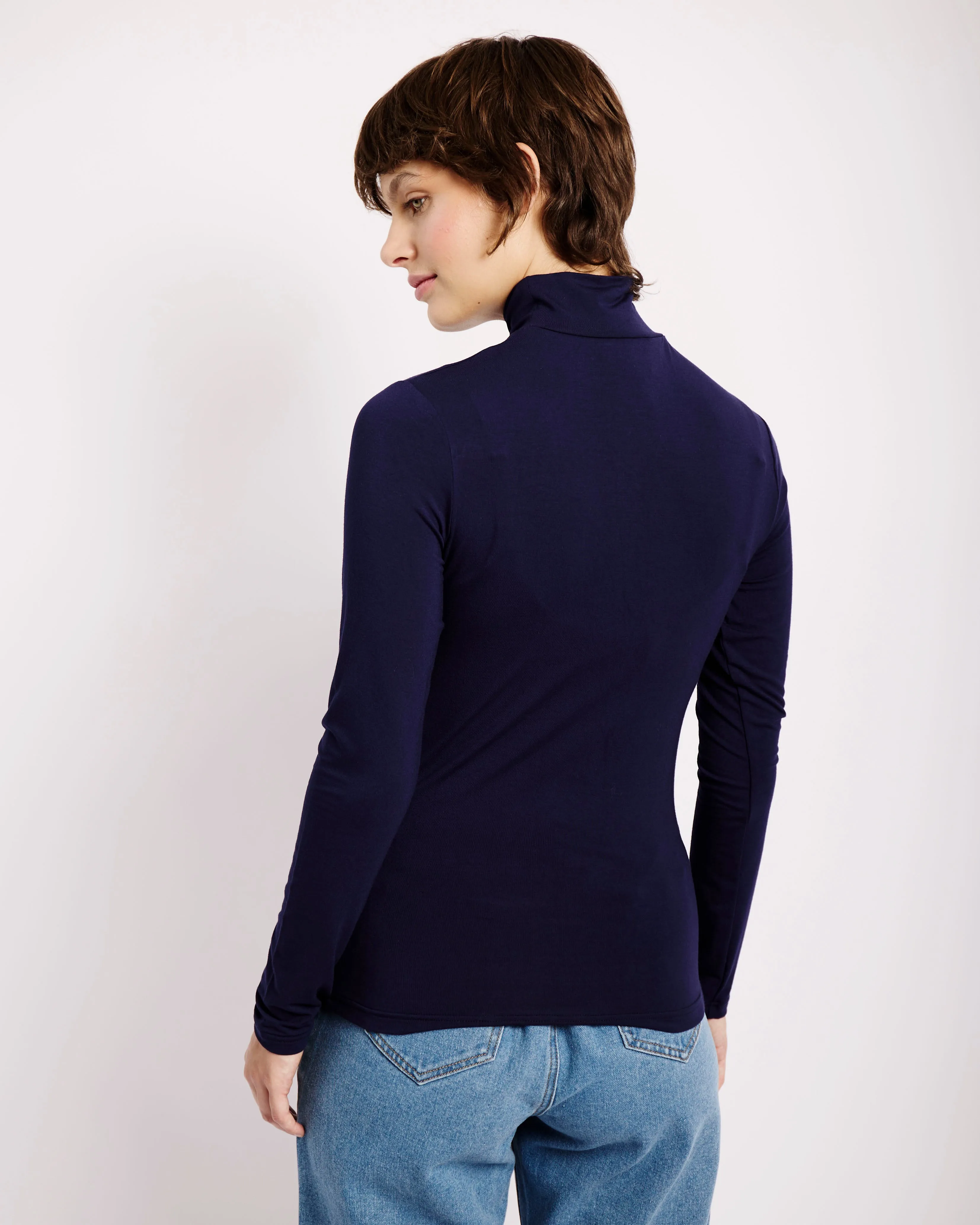 Basic Longsleeve Polo in Navy