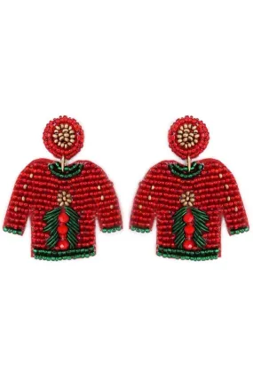 Beaded ugly sweater Christmas earrings