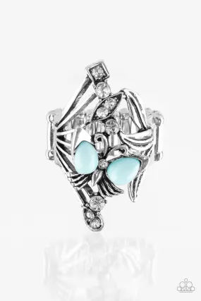 Beautiful In Butterflies Blue and Silver Ring - Paparazzi Accessories