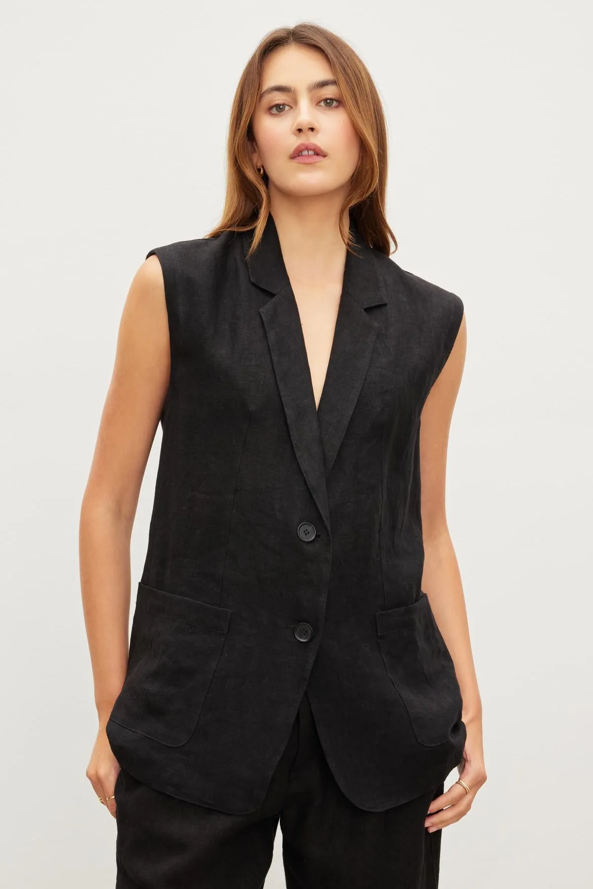 BETHAN LINEN VEST - VELVET