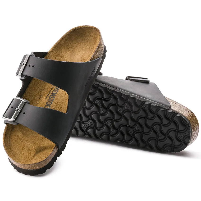 Birkenstock UNISEX Arizona Oiled Leather (Black - Narrow Fit)