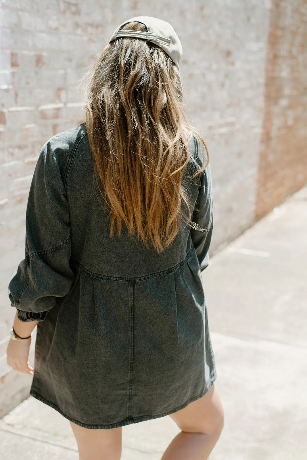 Black Button Down Denim Dress