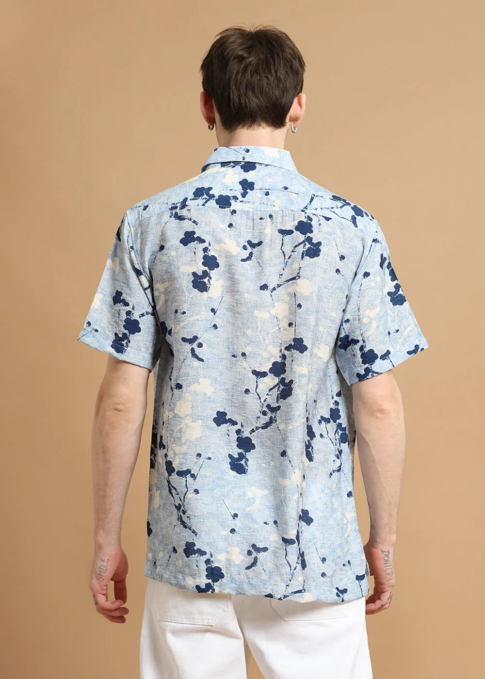 Blue Flora Printed Shirt