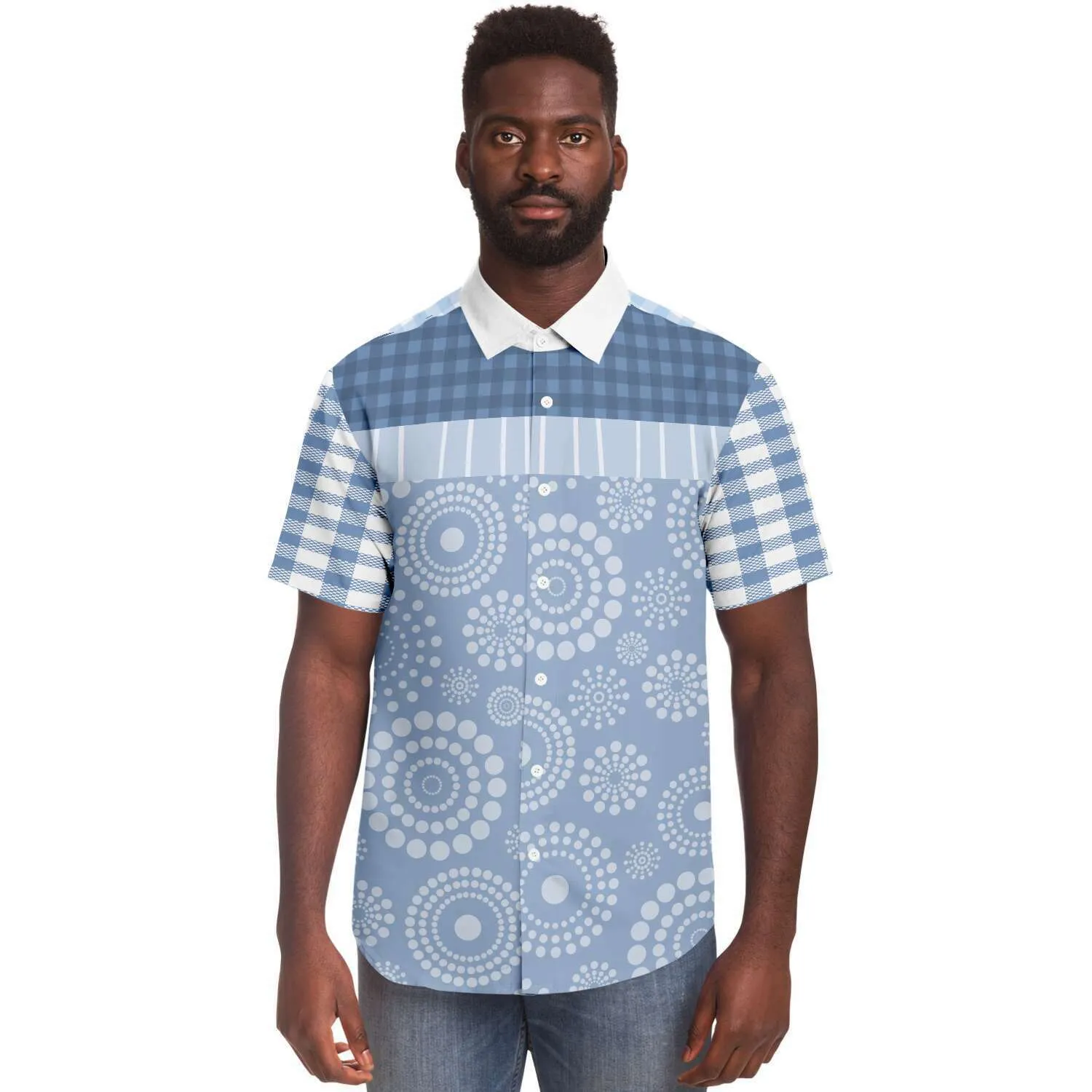 Blue Lagoon Short Sleeve Button Down Shirt