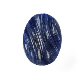 BLUE SAPPHIRE Gemstone Carving : 25.90cts Natural Untreated Unheated Sapphire Hand Carved Oval Shape 26*19.5mm