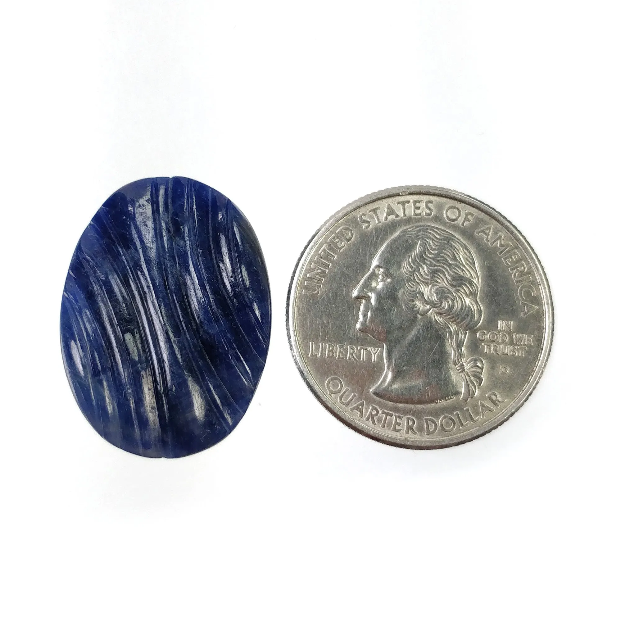 BLUE SAPPHIRE Gemstone Carving : 25.90cts Natural Untreated Unheated Sapphire Hand Carved Oval Shape 26*19.5mm