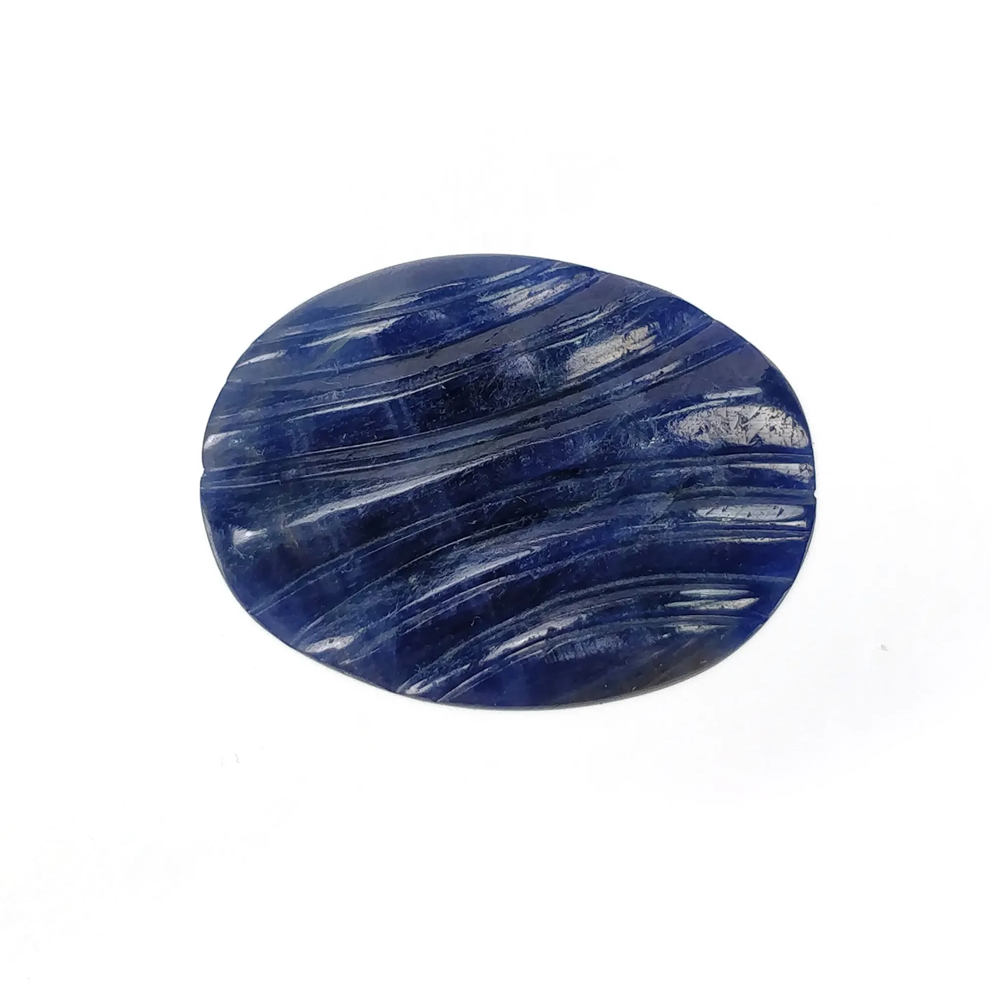 BLUE SAPPHIRE Gemstone Carving : 25.90cts Natural Untreated Unheated Sapphire Hand Carved Oval Shape 26*19.5mm