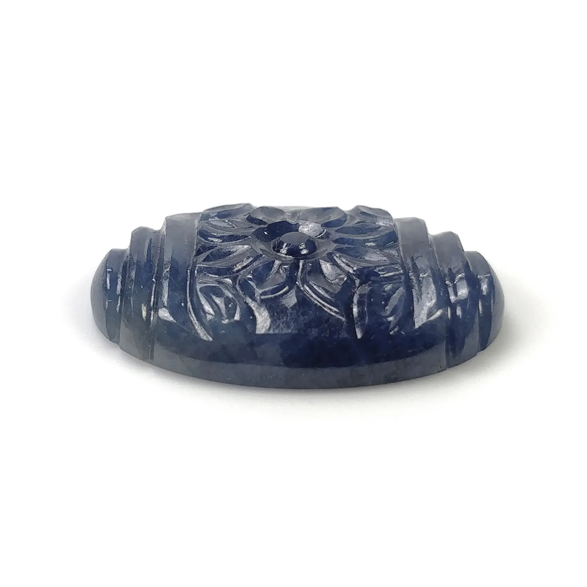 BLUE SAPPHIRE Gemstone Carving : 27.50cts Natural Untreated Unheated Sapphire Hand Carved Oval Shape 25*18mm (With Video)