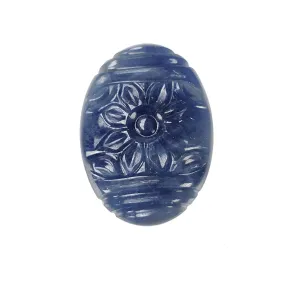 BLUE SAPPHIRE Gemstone Carving : 27.50cts Natural Untreated Unheated Sapphire Hand Carved Oval Shape 25*18mm (With Video)