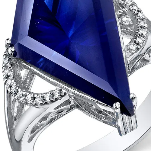 Blue Sapphire Special Cut Sterling Silver Ring Size 6