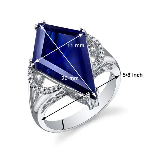 Blue Sapphire Special Cut Sterling Silver Ring Size 6