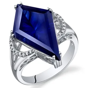 Blue Sapphire Special Cut Sterling Silver Ring Size 6