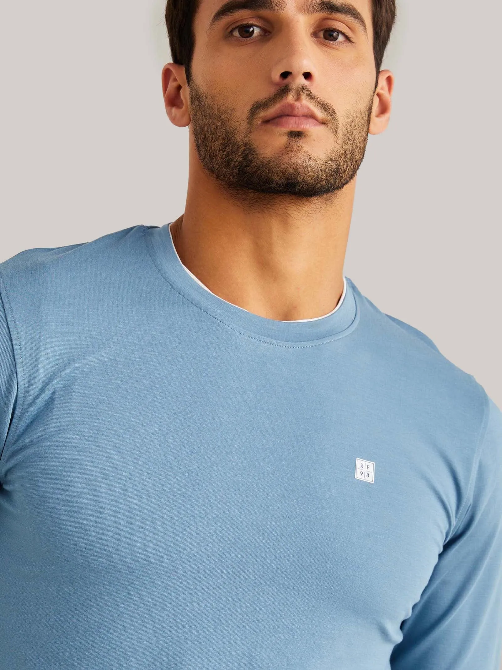 Blue Solid 4-Way Stretch Sweatshirt