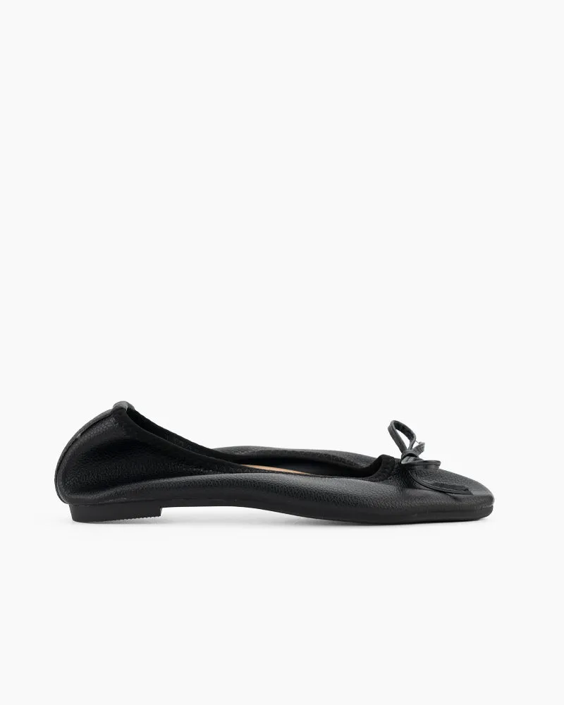 Bow Square Toe Soft Sole Flats