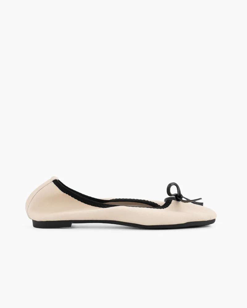 Bow Square Toe Soft Sole Flats