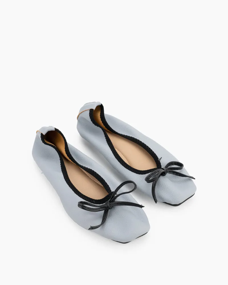 Bow Square Toe Soft Sole Flats