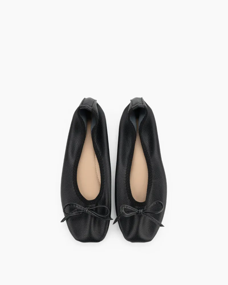 Bow Square Toe Soft Sole Flats