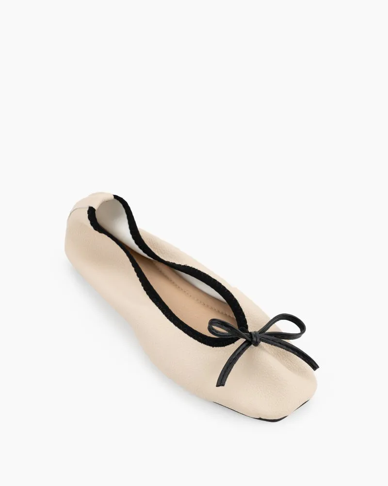 Bow Square Toe Soft Sole Flats