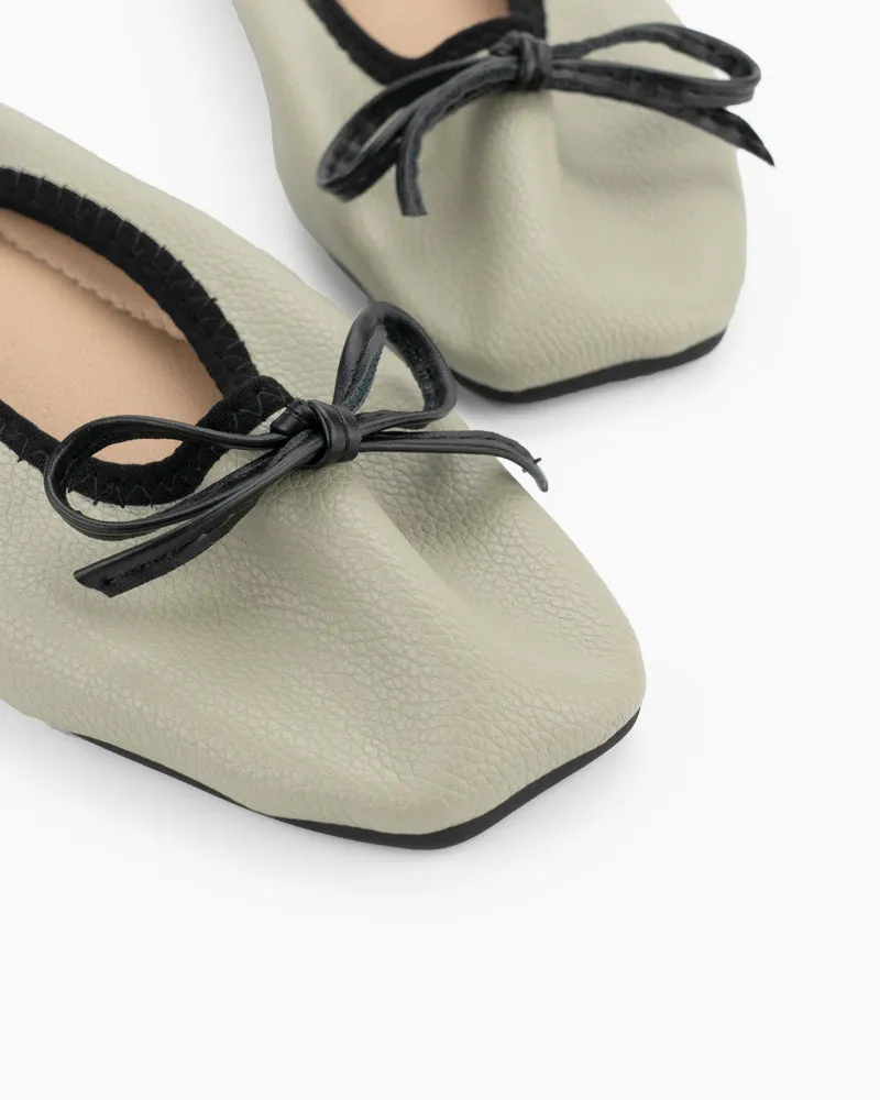 Bow Square Toe Soft Sole Flats