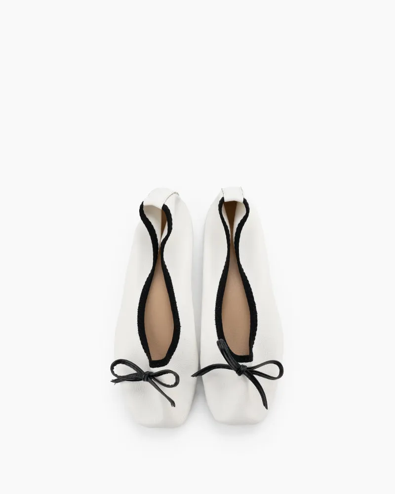 Bow Square Toe Soft Sole Flats