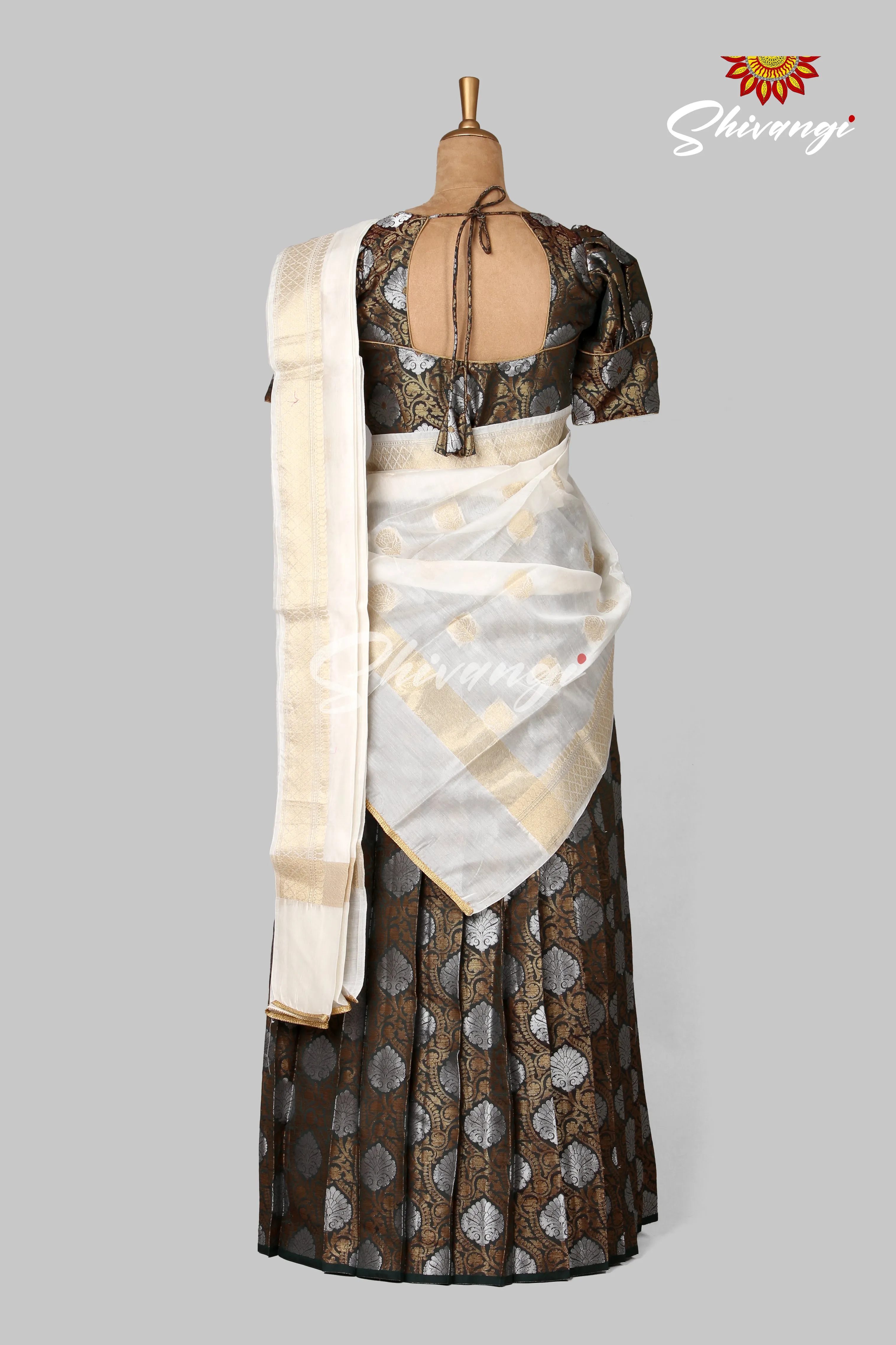 Brocade Silver Half saree | Lehenga !!!