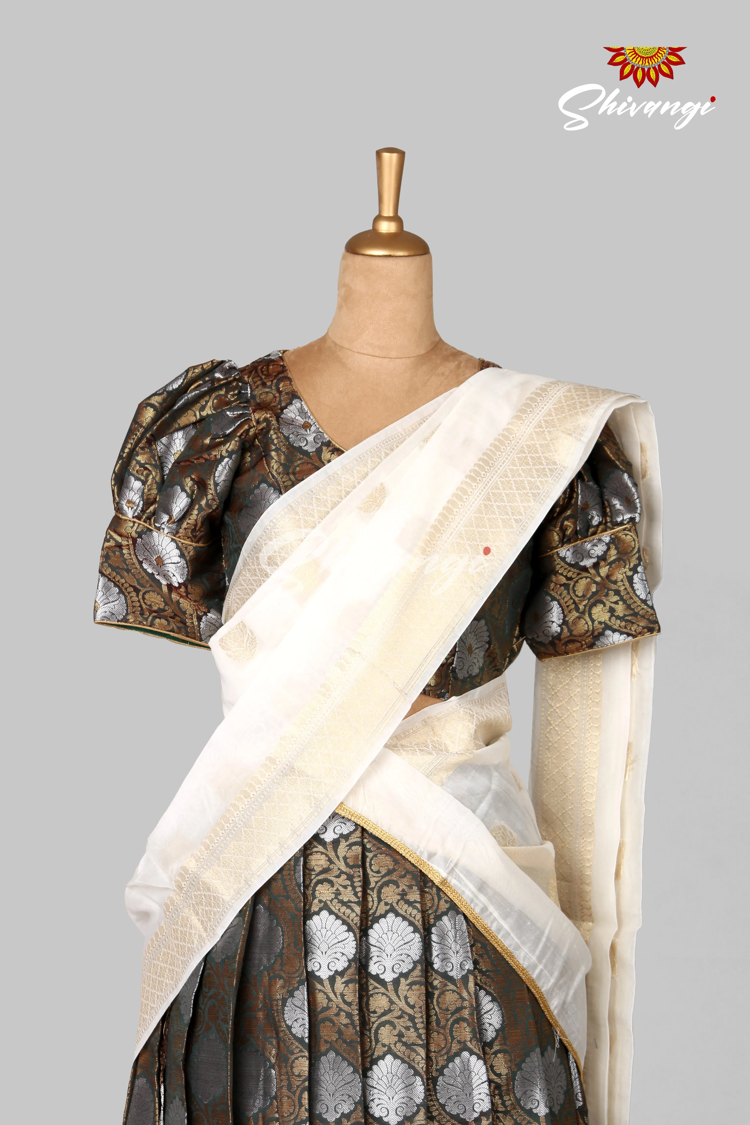 Brocade Silver Half saree | Lehenga !!!