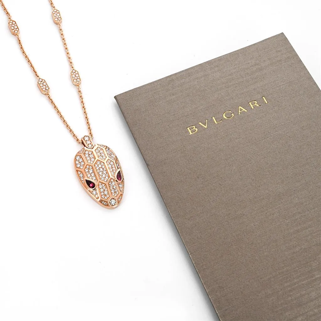 Bulgari Serpenti Necklace, Rubellite Eyes - Rose Gold