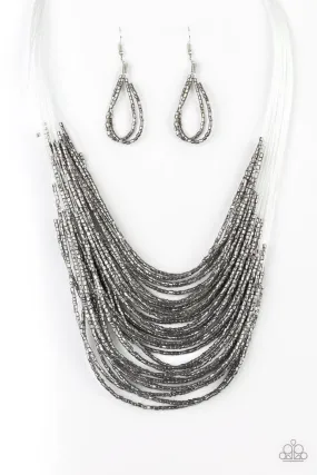 Catwalk Queen Gunmetal Black Seed Bead Necklace - Paparazzi Accessories