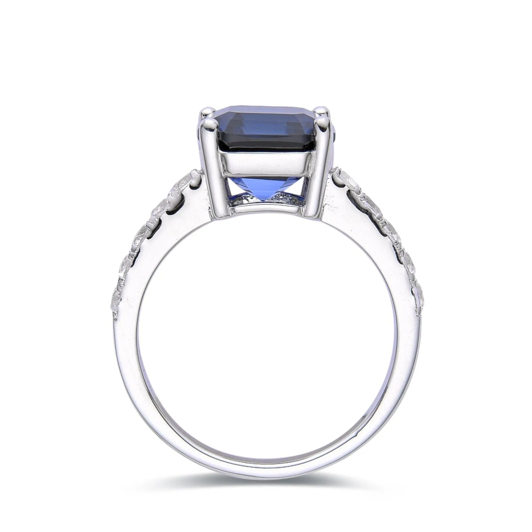 Ceylon Sapphire Asscher Cut Ring