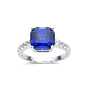 Ceylon Sapphire Asscher Cut Ring