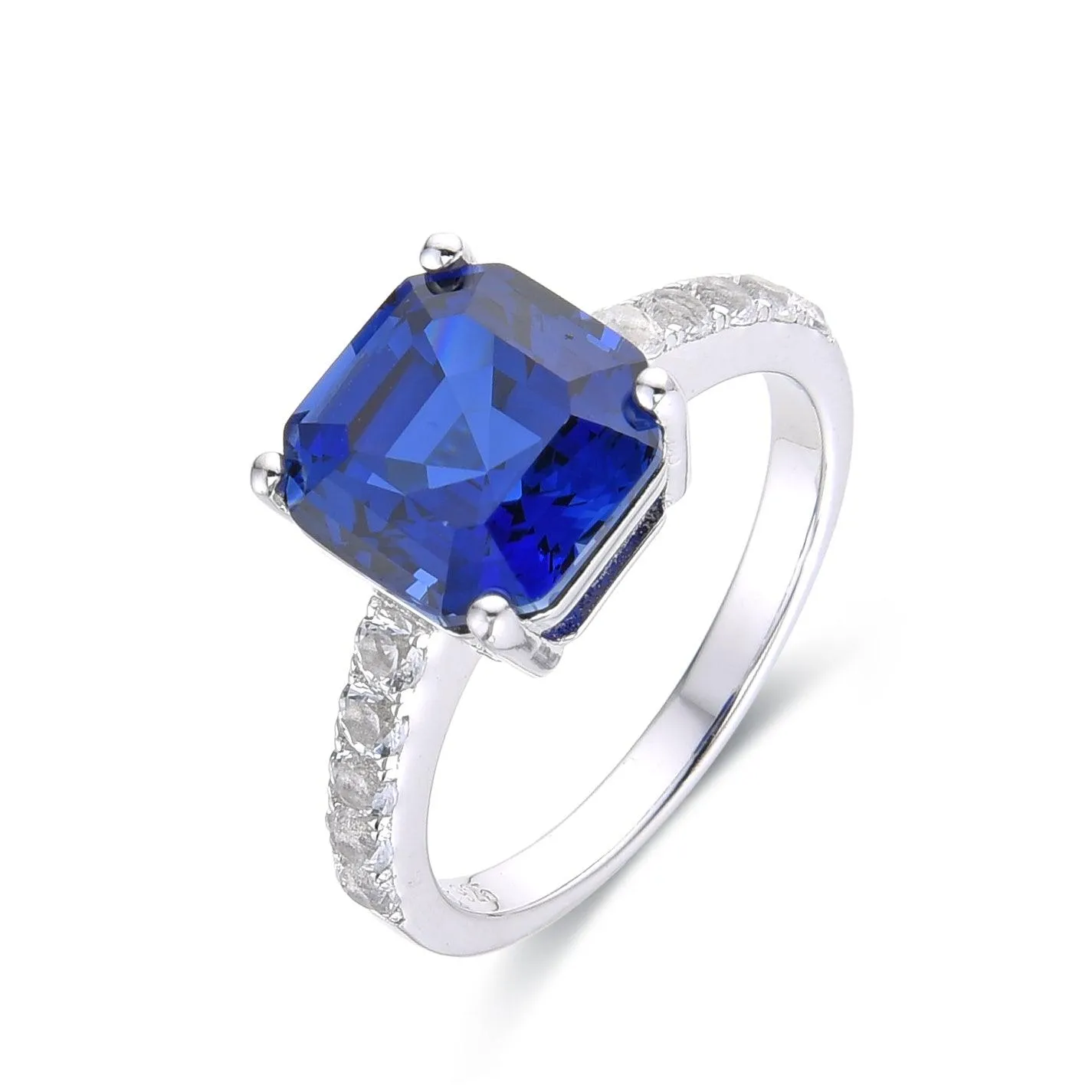 Ceylon Sapphire Asscher Cut Ring