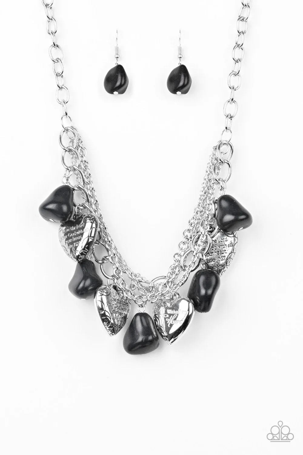 Change of Heart Black Stone and Silver Heart Necklace - Paparazzi Accessories