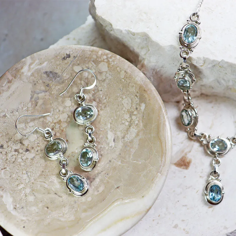 Charvi Blue Topaz Silver Earrings