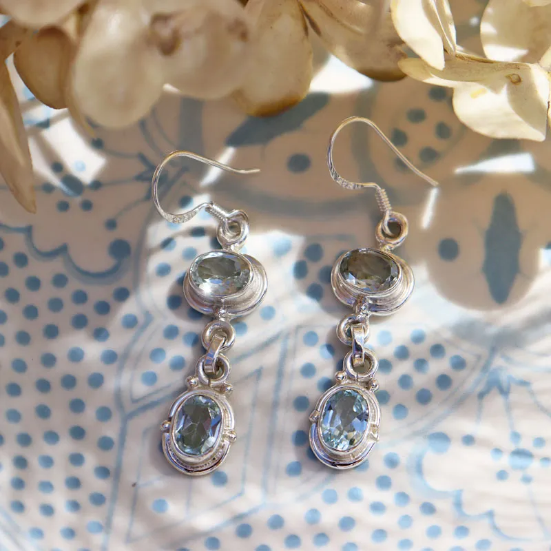 Charvi Blue Topaz Silver Earrings