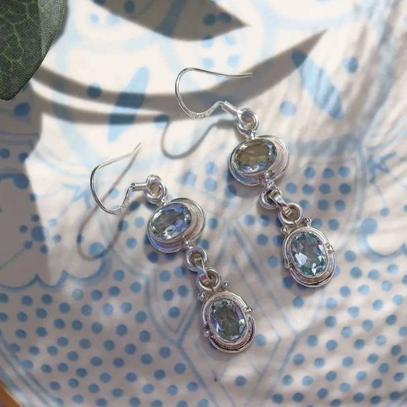 Charvi Blue Topaz Silver Earrings