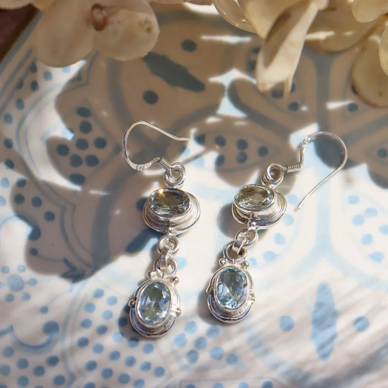 Charvi Blue Topaz Silver Earrings