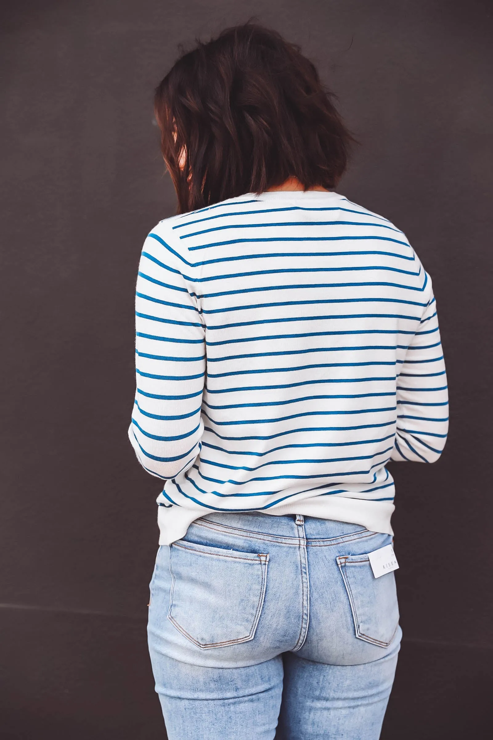 Christina Striped Sweater-White/Blue