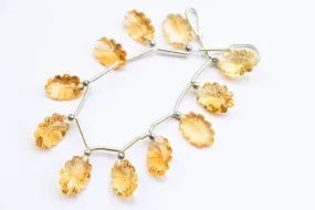 CITRINE Flower Cut carved beads