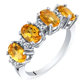 Citrine Oval Cut Sterling Silver Band Size 8