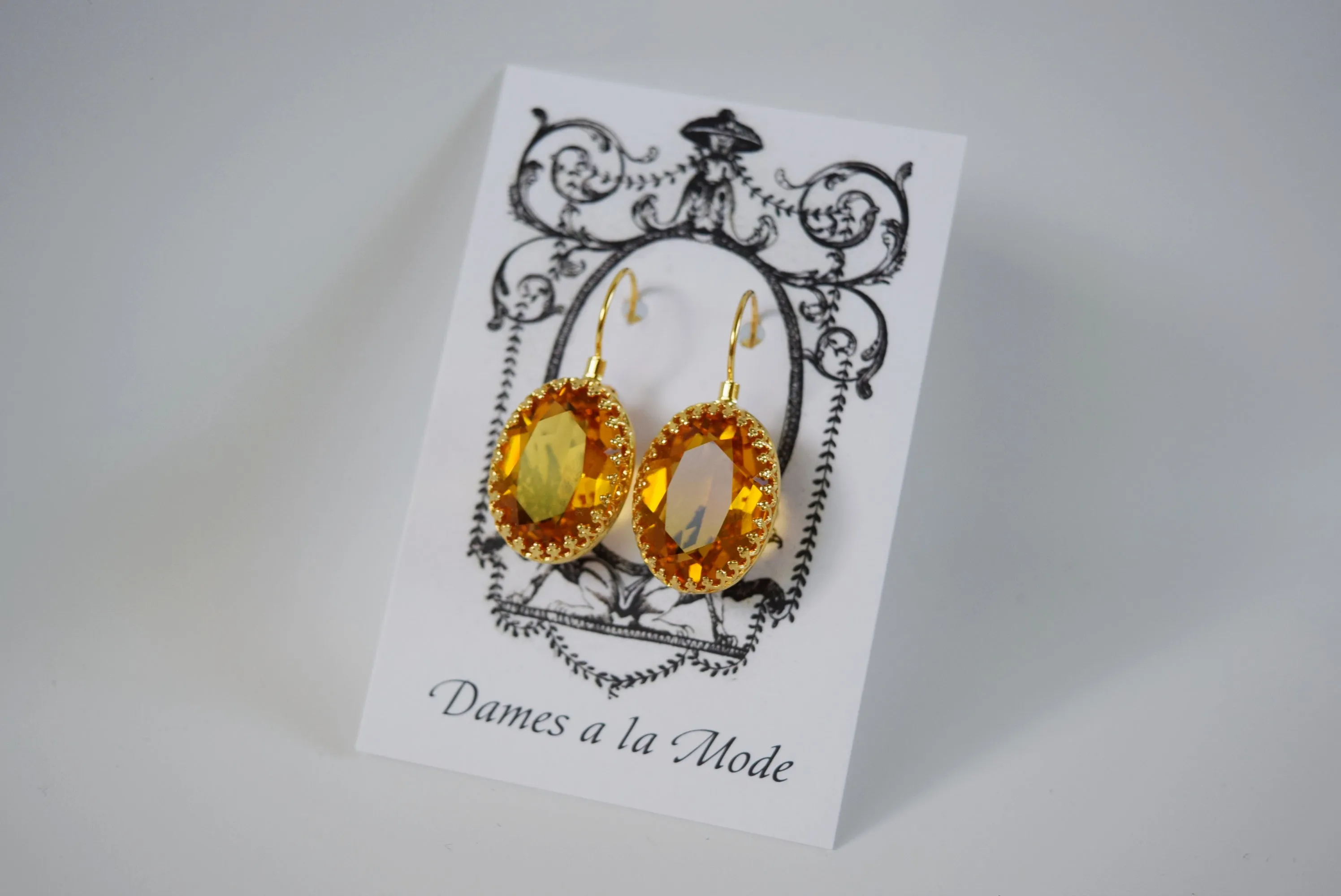 Citrine Swarovski Crystal Crown Earrings