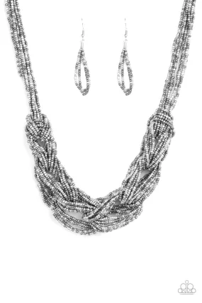 City Catwalk Silver and Gunmetal Seed Bead Necklace - Paparazzi Accessories