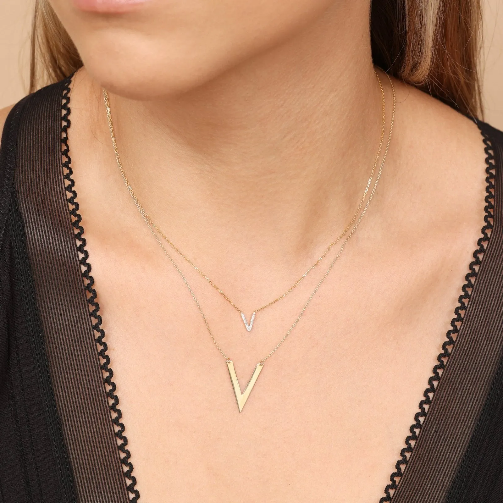 Classic Diamond Initial Charm Necklace