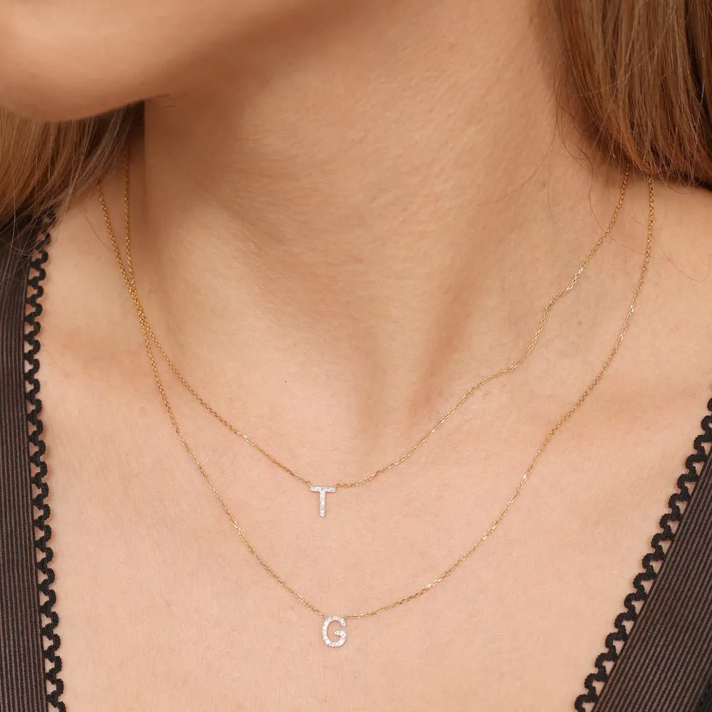 Classic Diamond Initial Charm Necklace