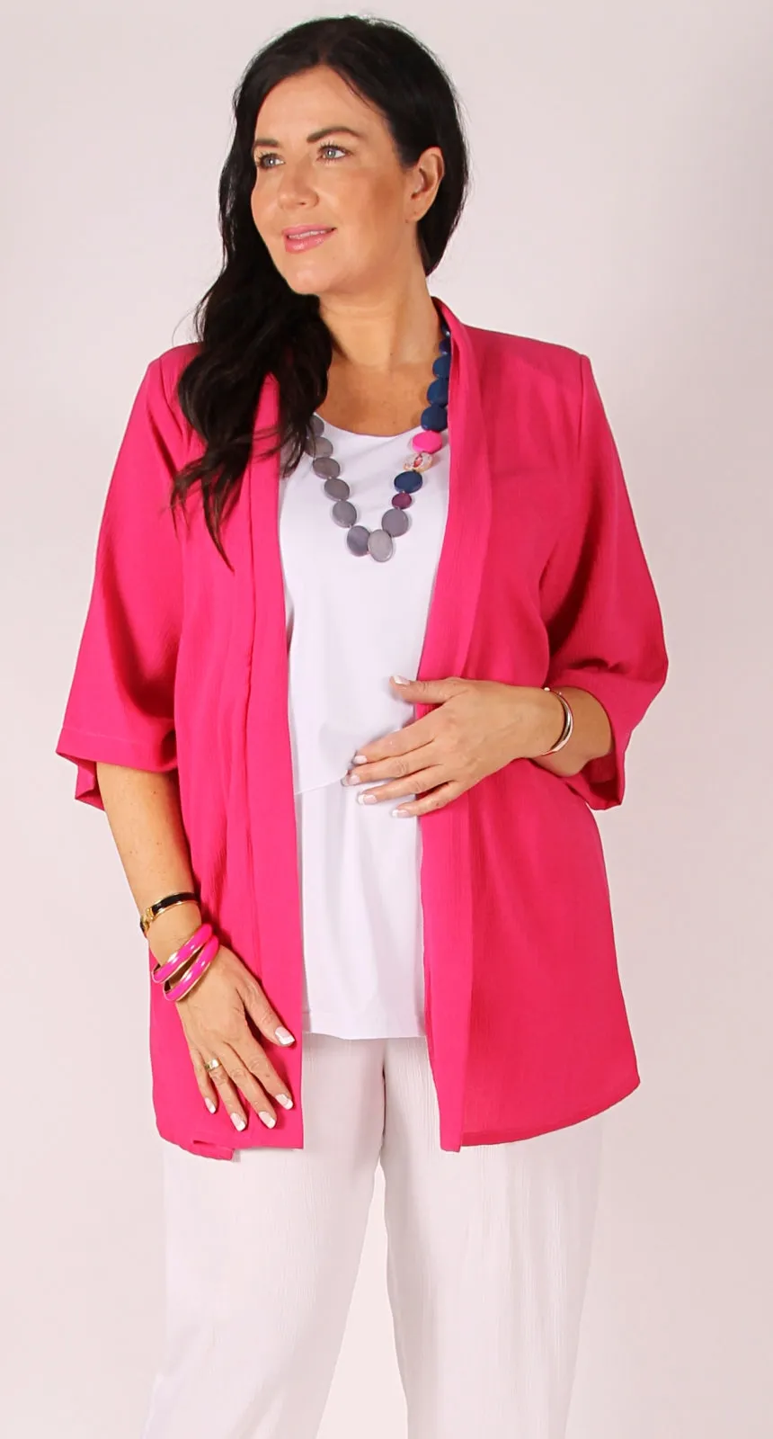 Classic Edge to Edge Jacket Pink Crinkle