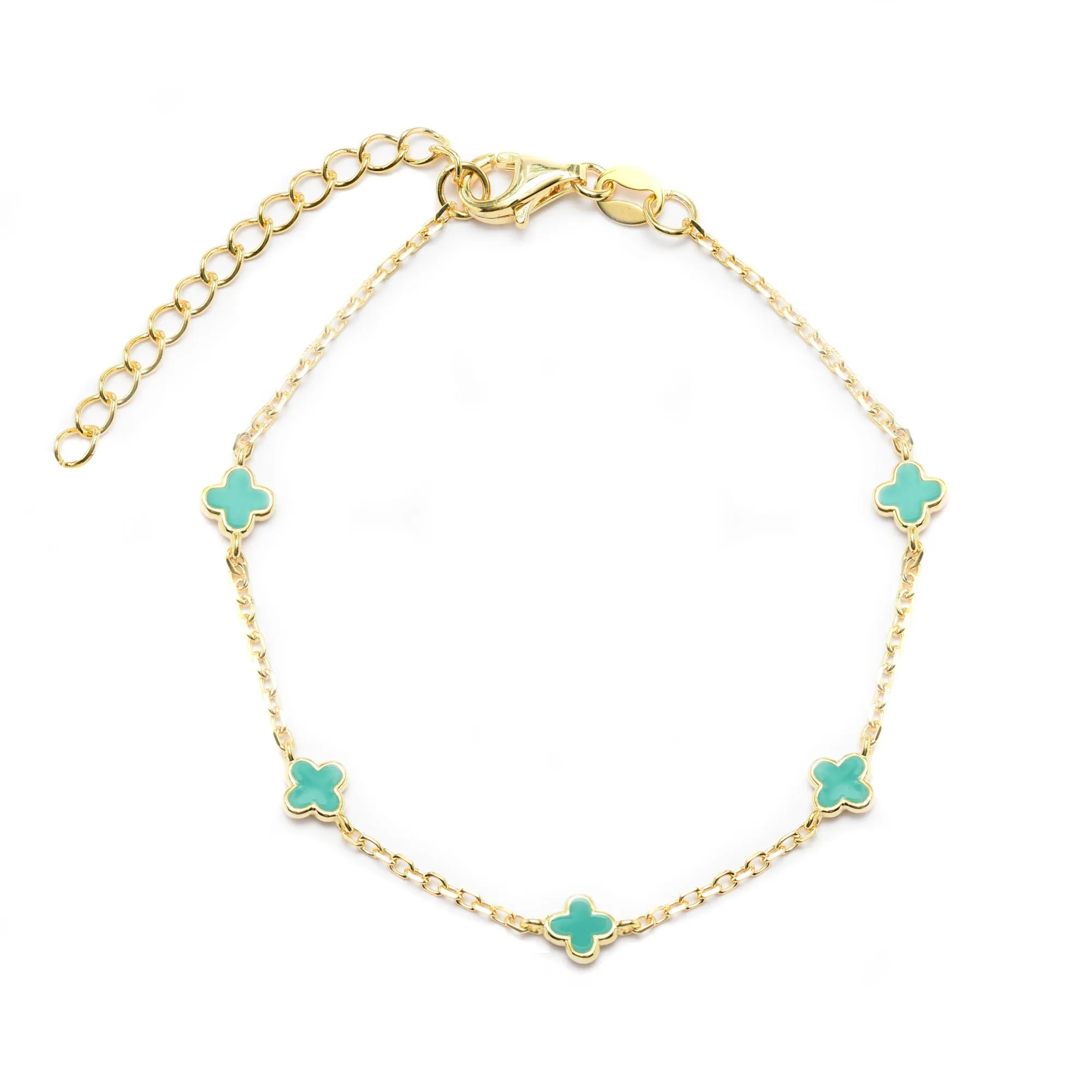 Clover Multi Mini Gold Enamel Bracelet