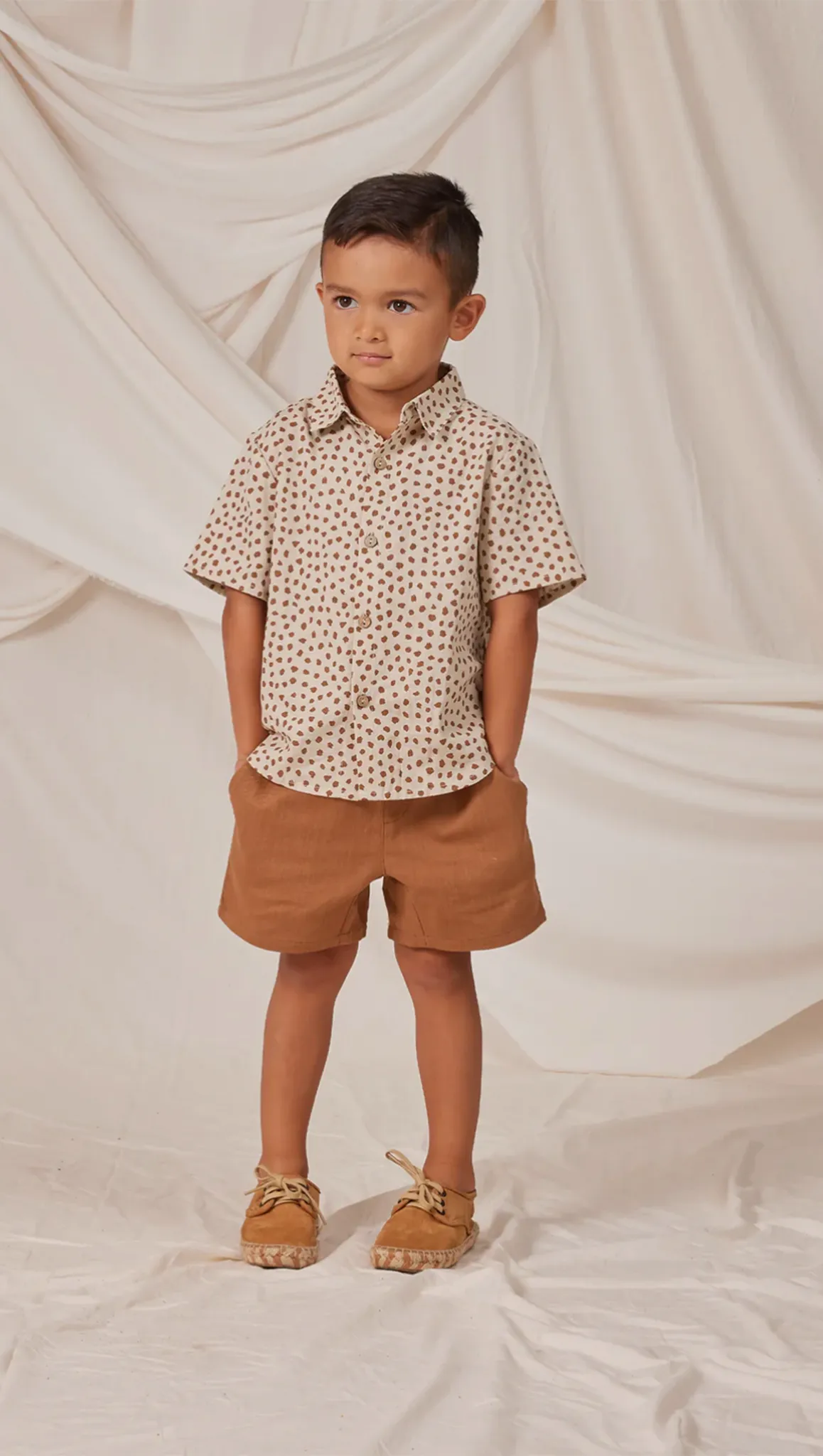 Collared Short Sleeve Shirt - Spots