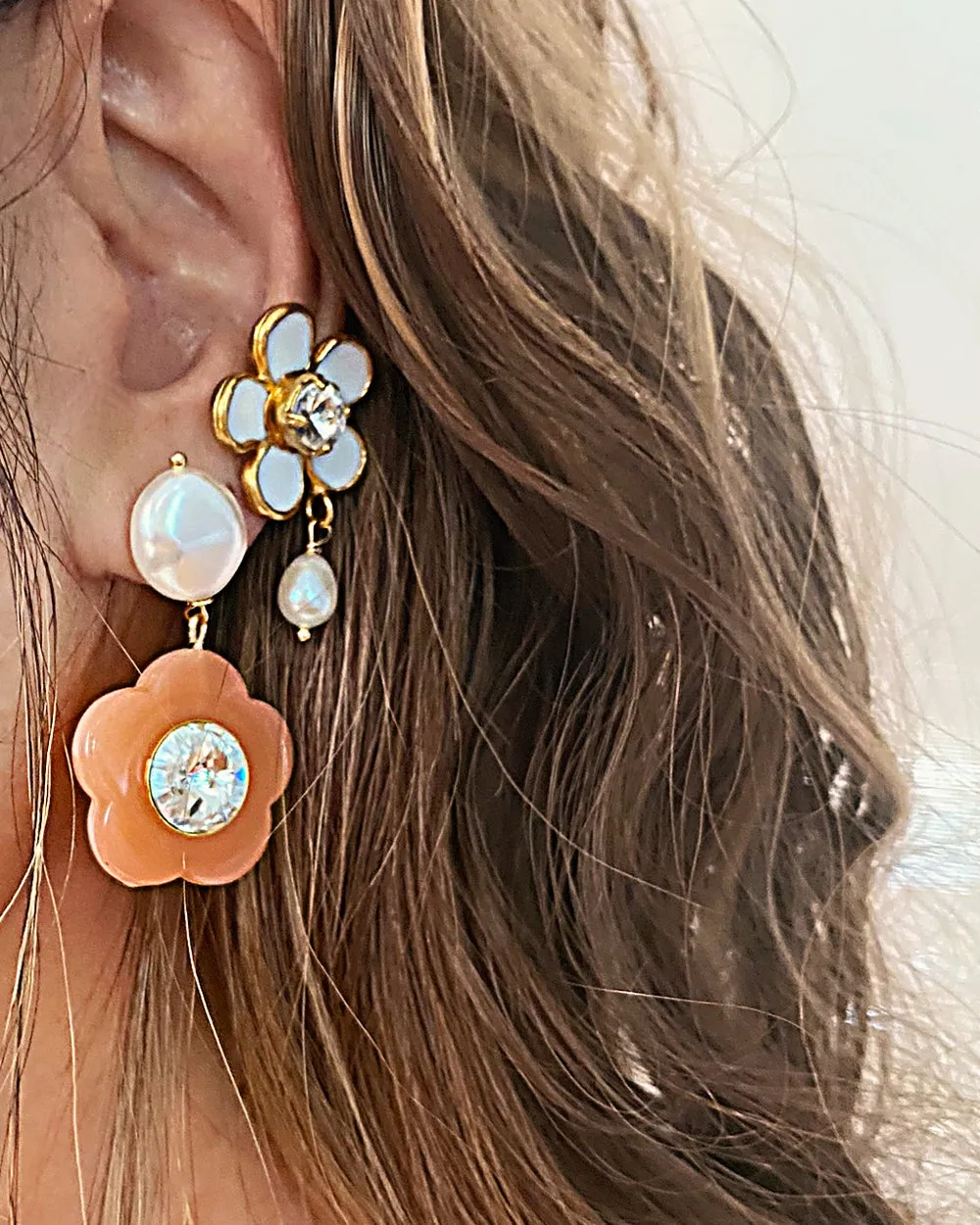 Coral Flower Earrings